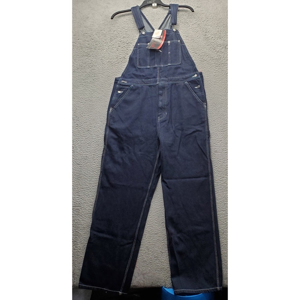 Craftsman Workwear Carpenter Bib Overalls Men 36x32 Blue Denim Repels and Resist
